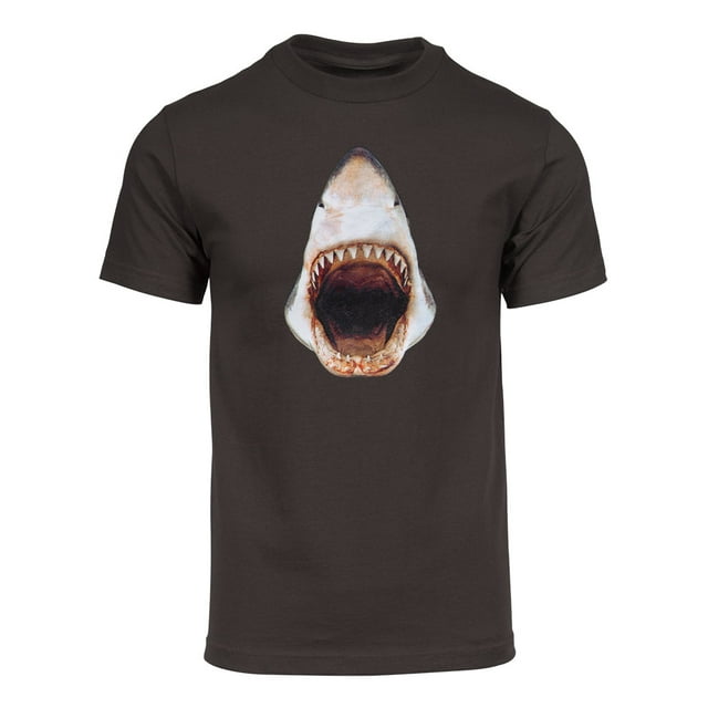 T-Shirt à Manches Courtes Attaque de Requin pour Hommes - Marron - 3TG