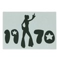thumbnail image 1 of 70s Party Cutting Board, Retro Seventies Woman Silhouette with Stars Dancing Fashion Youth Design, Decorative Tempered Glass Cutting and Serving Board, Small Size, Black and White, by Ambesonne, 1 of 1