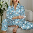 thumbnail image 6 of Fuzoiu Pelican Reed And Fish Print Women's Long-Sleeved Pajama,Lounge Button Down Nightwear,Womens Notch Collar Pajama Set-X-Large, 6 of 7