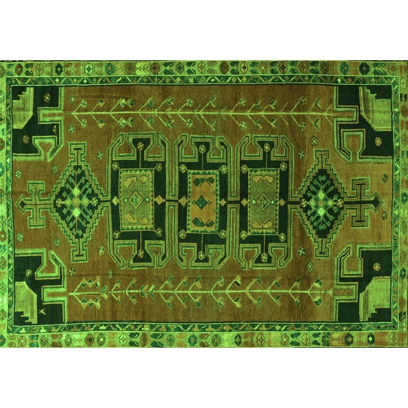 Ahgly Company Indoor Rectangle Persian Green Traditional Area Rugs, 5' x 7'