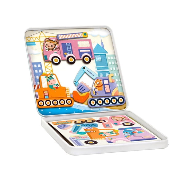Personajes Para Niños Pegatinas Magnéticas Cambio De Carrera Expresiones Faciales Rompecabezas Inteligencia Juguetes Para Bebés Con Caja De Hierro Guardurnaity FN003291-02
