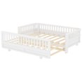 thumbnail image 6 of Twin Montessori Floor Bed or Double Twin Platform Bed for Kids, Solid Wood Twin Bed Frame with Guardrails, 2-in-1 Convertible Toddler Bed Frame, White, 6 of 7