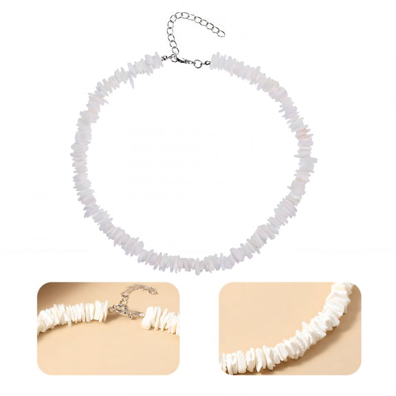 DESIGNICE Shell Necklace White Conch Clam Chips Boho Necklace Handmade Dexterity Beach Necklaces for Women