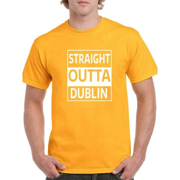 Irish Pride Straight Outta Dublin Men Gold T-Shirt, Male Small