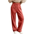 thumbnail image 2 of Dwralegc Women's Fleece Lined Sweatpants Winter Baaggy Athletic Wide Leg Sweatpants Warm Elastic Waist Drawstring Pant with Pockets Saffron M, 2 of 4