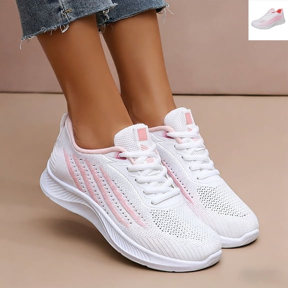 Willtoo Orthopedic Shoes for Women Lightweight Knit Running Shoes with Arch Support, Lace-Up Breathable Mesh Walking Sneakers, Non-Slip Comfort Athletic Sport Shoes
