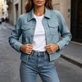 thumbnail image 5 of Byworldtasic Faux Suede Cropped Jacket for Women Distressed Jean Jackets Button Up Vintage Jacket Pockets, 5 of 9