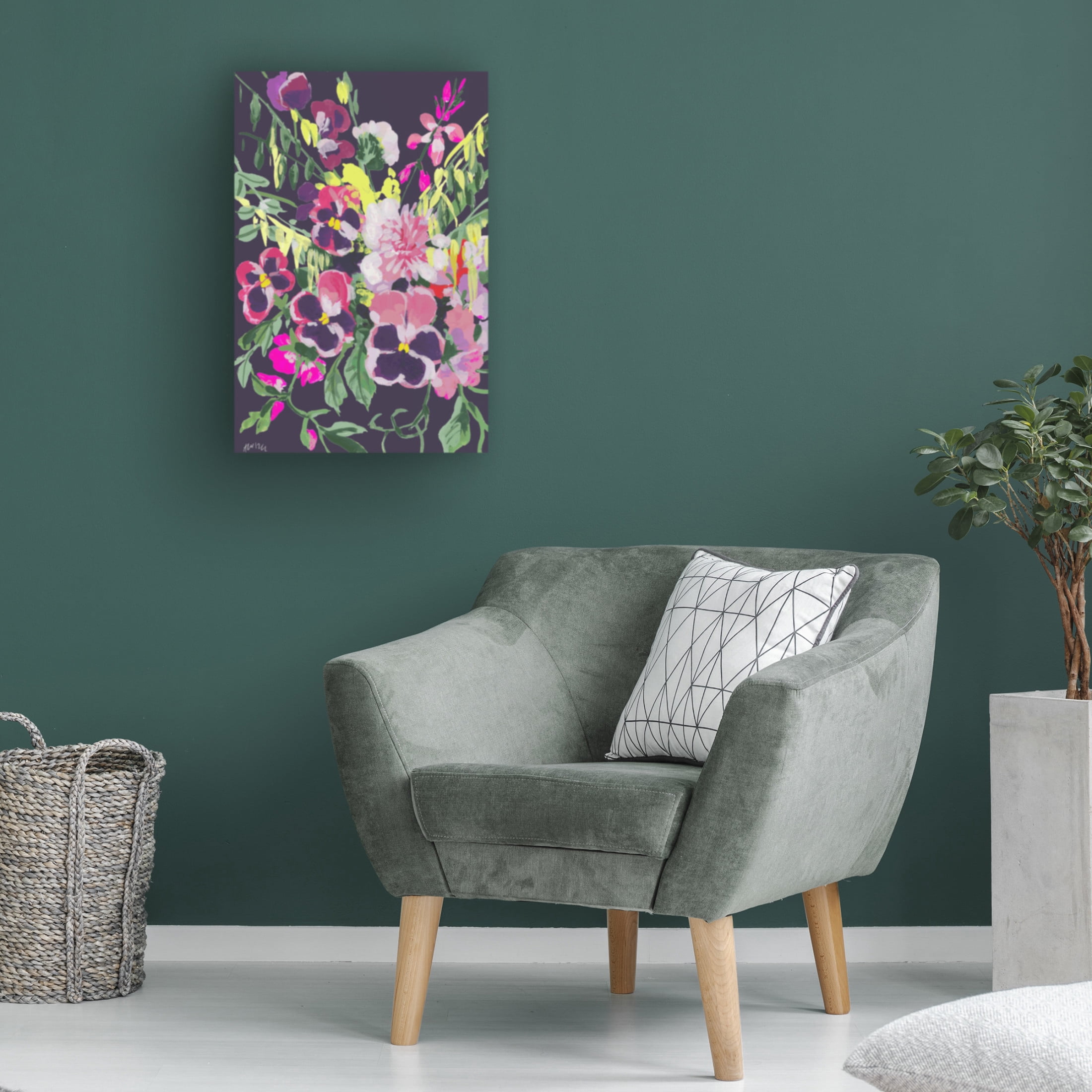 Trademark Fine Art Ania Zwara Pink Pansies On Dark Purple Canvas Wall Art