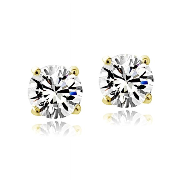 Swarovski Elements April Birthstone Stud Earrings in Gold Tone