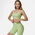 thumbnail image 3 of Women's Seamless Ribbed Sports Bra with Scoop Neck and Wide Straps - Large, Green, 3 of 7