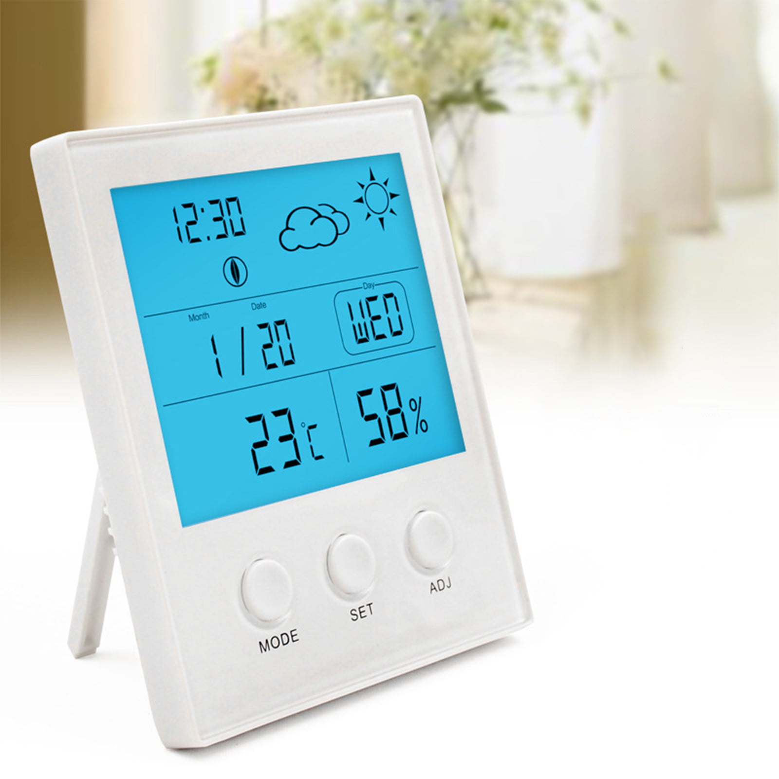  Indoor Hygrometer Thermometer with Alarm Clock Digital  Temperature Humidity Meter with Large Screen, Multifunctional Temperature  and Humidity Meter Monitor for Home, Office, Bedroom and Greenhouse :  Appliances