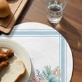 thumbnail image 3 of Blue Coastal Round 13 Inch Placemats Set of 2, Nautical Starfish Eucalyptus Leaf Coral Striped HeatResistant Non Slip Place Mats for Dining Table, Wipeable Braided Kitchen Table Mats for Housewarming, 3 of 9