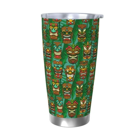 

Salouo Mask And Palm Leaves Print 20oz Tumbler with Lid Stainless Steel Vacuum Insulated Tumbler Durable Insulated Coffee Mug Thermal Cup with Splash Proof Sliding Lid-Without Straw