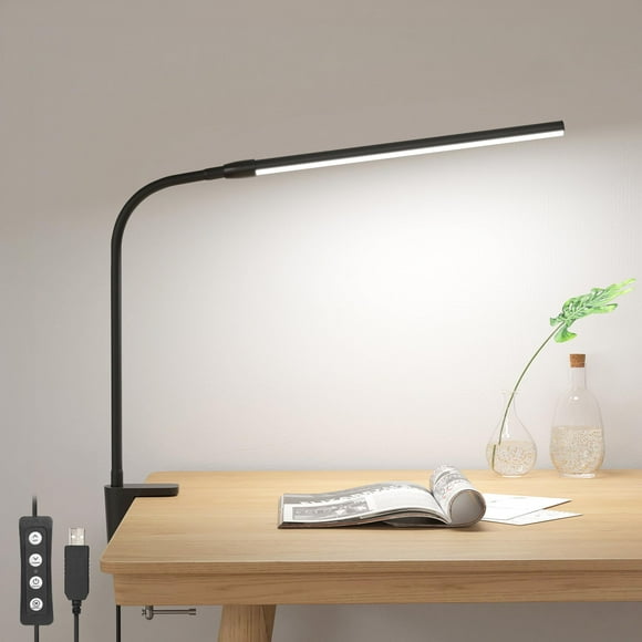 Lámpara de escritorio Lepro Clip on LED para lectura, regulable por USB, color negro