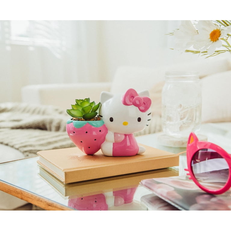 Hello Kitty, 5-Inch Planter, Strawberry with Artificial Succulent