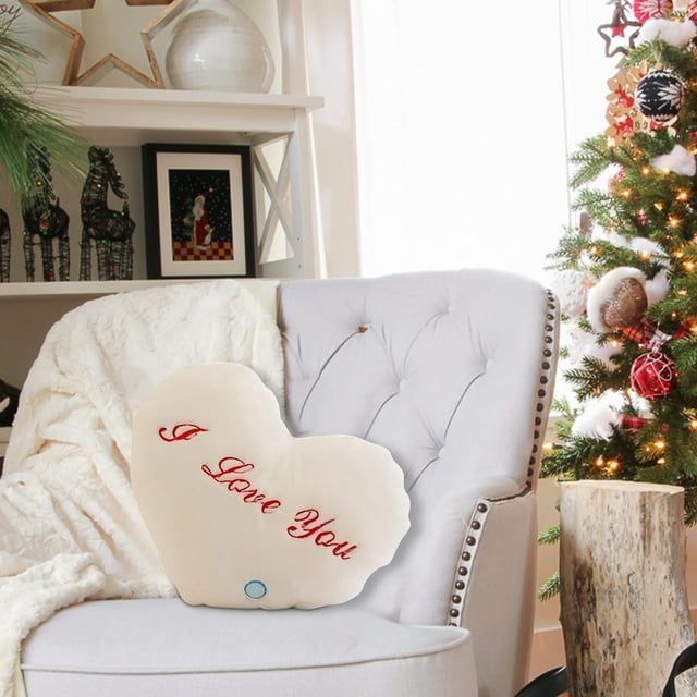 Yhmxh Almohada de San Valentín con forma de corazón, luz LED, cojín suave, regalo para el hogar y los niños.