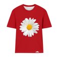 thumbnail image 4 of Blouses à Col Rond pour Femmes T-Shirts à Manches Courtes Imprimé Fleur de Marguerite, 4 of 4