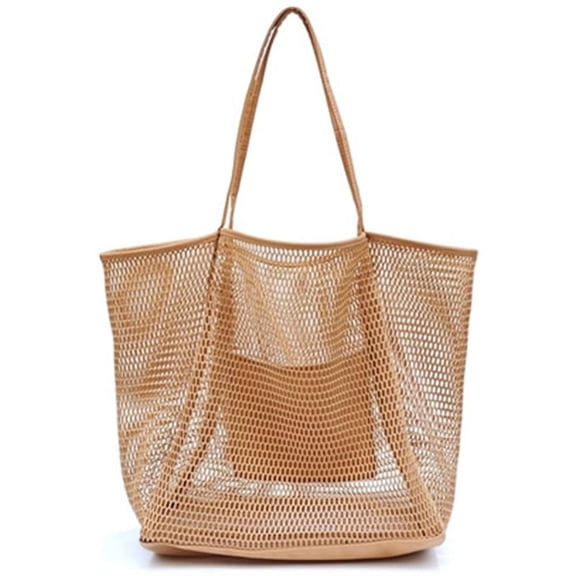 Beach Bag Mesh Tote Bag, Upgraded Beach Bags for Women Mesh Bag Beach Accessories Mesh Beach Tote Womens Shoulder Handbag