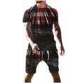 thumbnail image 1 of Mens Pantalones Casuales Cuello Redondo Impresión de Manga Corta Blusa Y Pantalones Cortos Traje, Pantalones de Traje para Hombres, 1 of 9