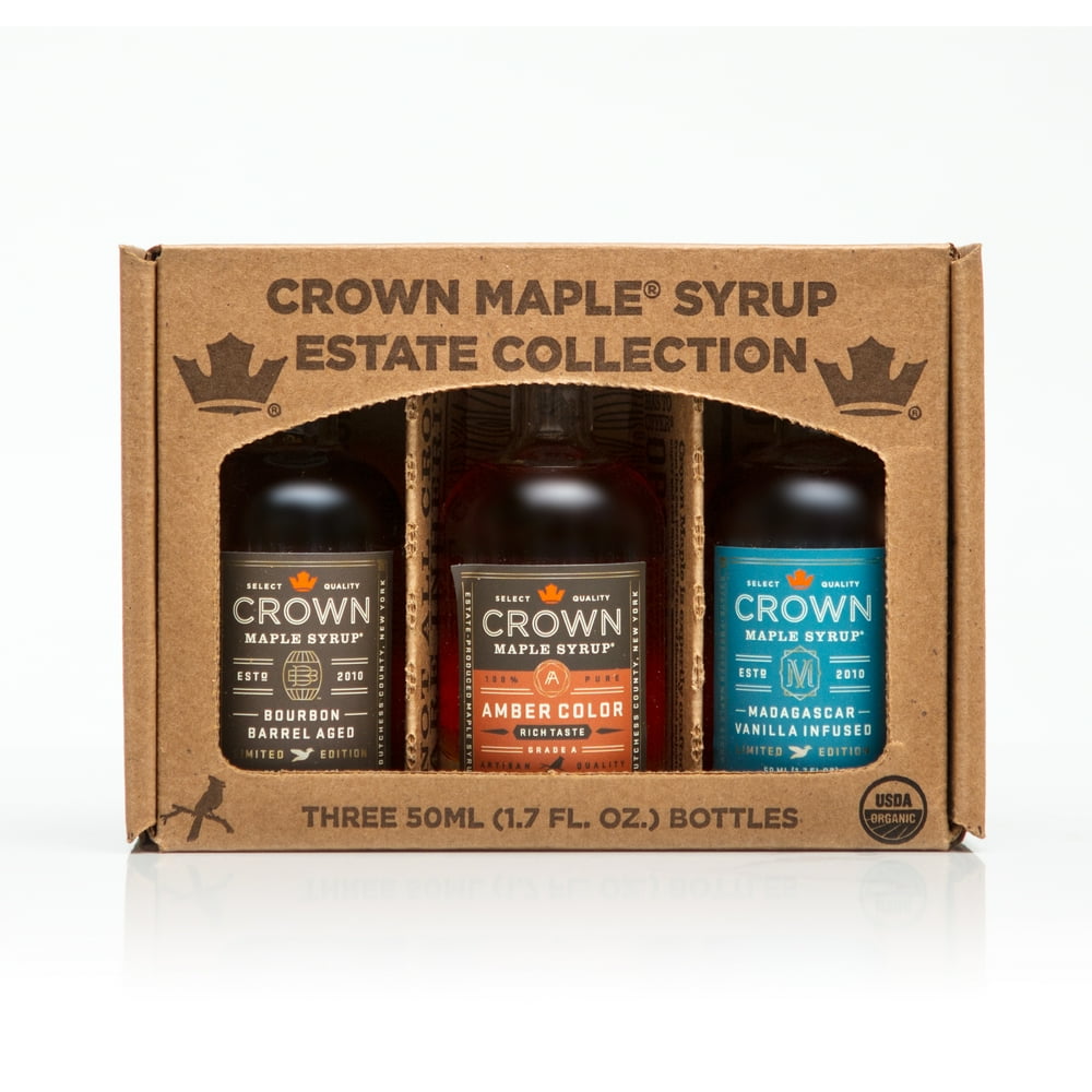 Crown Maple Premium Organic Maple Syrup Trio Collection in Window Box