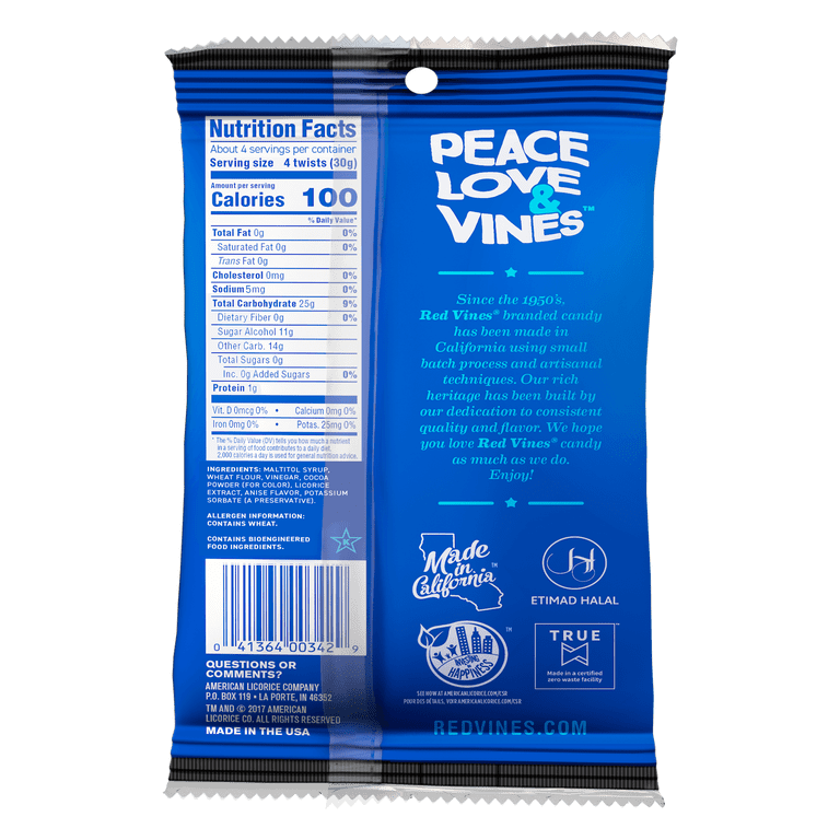 2 pack) Red Vines Sugar Free Twists, Black Licorice Chewy Candy