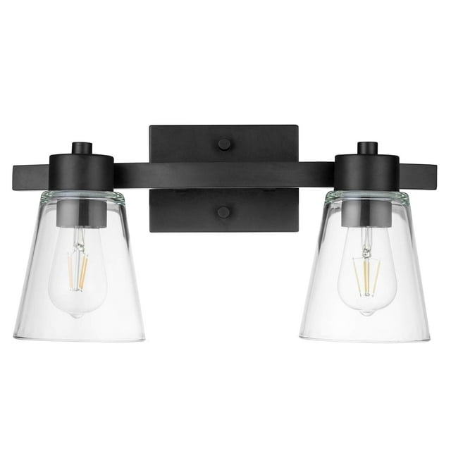 Prominence Home Fairendale 2 Light Matte Black Bathroom Vanity Light with Clear Glass