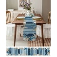 thumbnail image 3 of nqOlkjepod Coastal Starfish Table Runner 120 Inches Long Farmhouse Dress Scarves, Blue Wooden Grain Seashells Country Dining Tablerunner for Coffee Table/Kitchen Island/Party Décor, 13" x 120", 3 of 8