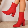thumbnail image 5 of Lepsheexh Shoes for Women Autumn Winter Round Toe Chunky High Heel Fashionable Casual Short Tube Ankle Boots Versatile Daily Footwear, 5 of 9