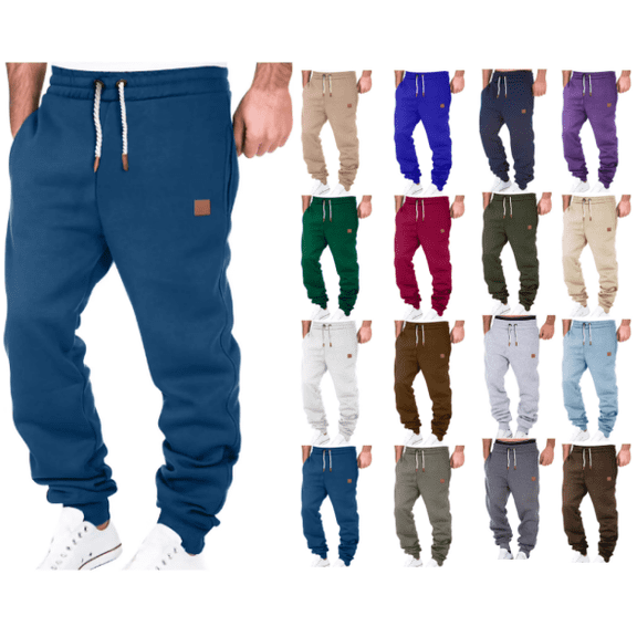 lmcalzta Joggers for Men Sweatpants Fleece Lined Fall Winter Thermal Pants with Pockets Casual Workout Gym Trousers