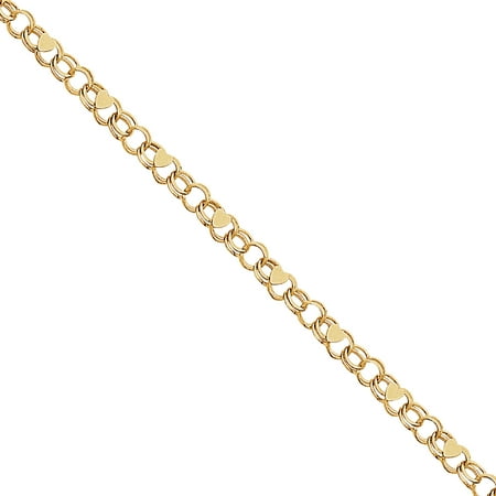 Double Heart Bracelet - 10k Double Link Heart Charm Bracelet