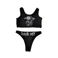 thumbnail image 1 of VISgogo - Conjunto de bikini de verano para mujer, 2 piezas, sin mangas, con estampado de patrón, camisetas sin mangas + tanga de cintura baja VISgogo  moda, 1 of 9