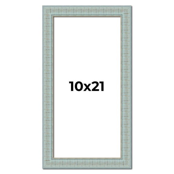 10x21 Frame Blue Teal Distressed Solid Wood Picture Frame | 1.625 Inch Moulding Width | Sonoma Blue