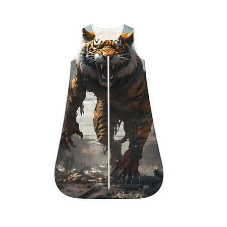 

Honeii Ruins Tiger Warrior Print Unisex Babies Sleepbag Wearable Blanket Baby Sleeveless Sleeping Bag-Large