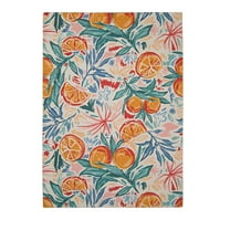 Linon Outdoor Washable Area Rug Collection, Ivory and Orange, 2' x 3'