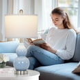 thumbnail image 5 of Cinkeda Ceramic Table Lamp Set of 2 for Bedroom Living Room 22" Modern Blue Double Gourd Nightstand Bedside Lamps, 5 of 7