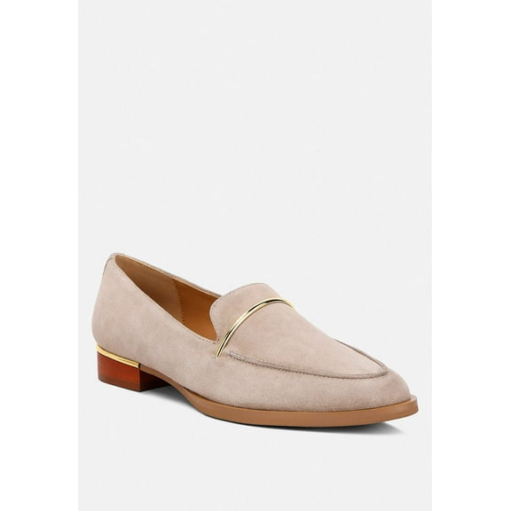 PAULINA Taupe Suede Slip-on Loafers