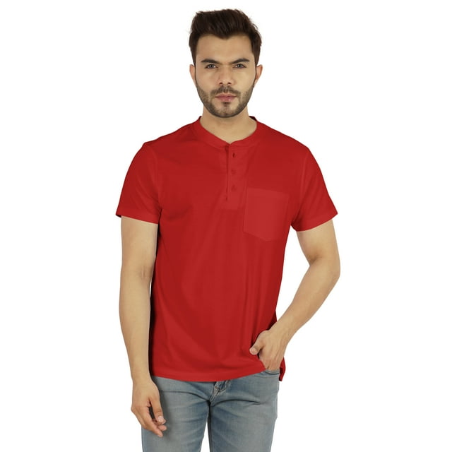 Inkmeso T-Shirt Henley Uni pour Hommes en Coton à Manches Courtes T-Shirts Chemise à Poche