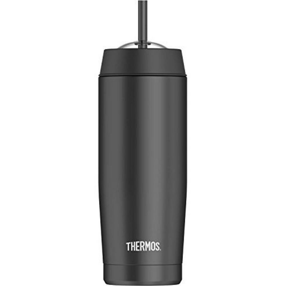 Thermos 16 Ounce Vacuum Insulated Cold Cup with Straw, Black