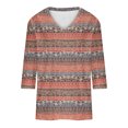 thumbnail image 6 of JTZGDY Spring V Neck Tops for Women Cute 3/4 Length Sleeve Floral/Striped/Color Block Print Tunic Blouse Loose Oversized Dressy Casual Graphic Tees Tshirt Orange M, 6 of 6