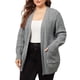 thumbnail image 4 of Suéteres de talla grande para mujeres Agnes Orinda, cárdigans de manga larga con frente abierto y bolsillos 2X gris, 4 of 5