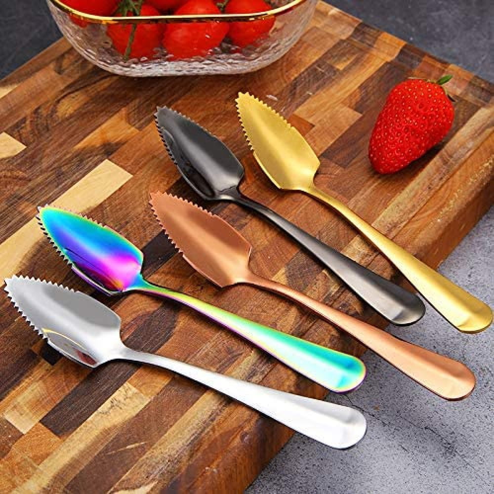 Choary 4 piece rainbow Grapefruit Spoons,6.1 inch Metal Stainless Steel rainbow Grapefruit Spoons 
