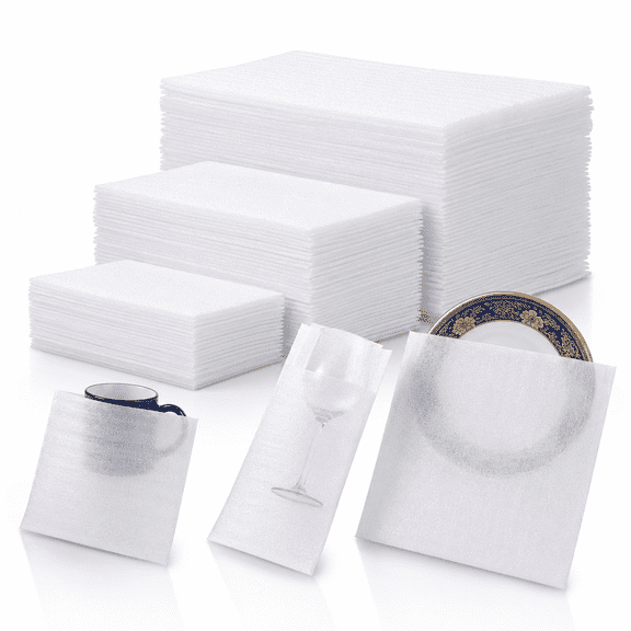 75 pack Cushion Foam Pouches,3 sizes Moving Wrap Foam Packing Sheets to protect Mug Cup Glasses Dishes,Packing Supplies for Moving,Great Alternative to Bubble Cushioning Wrap Envelopes