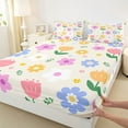 thumbnail image 3 of Feelyou Kawaii Blossoms Flower Twin Sheet Sets, Dramy Princess Style Twin Fitted Sheet, Teens Kids Girls Women Flat Sheet, Ultra Soft Bedroom Decor, 3pcs, 3 of 7
