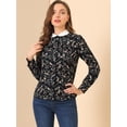 thumbnail image 2 of Unique Bargains Chemisier à Imprimé Floral pour Femmes Col Contrasté Blouse de Travail à Manches Longues à Patte Complète, 2 of 6