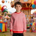 thumbnail image 2 of Boys Striped Sweat Shirt Long Sleeve Pullovers Boys Shirts Size 10-12 Funny Casual Crewneck Tees Tops Spring/Fall Clothes(Size 3-4 Years,Red), 2 of 5