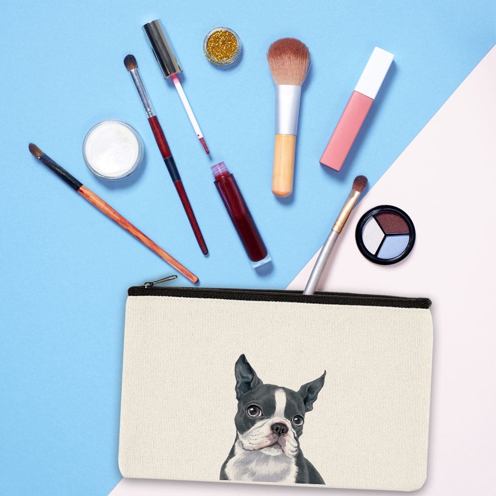Boston Terrier Dog Tool Bag, Tool Bags for Men, Electrician Tool Bag, Mechanic Tool Bag, Tool Bag for Women, Wide Mouth Tool Bag, Tool Organizer, for WIRESTER Set 2 of Canvas Cosmetic Bag, Makeup Bag, Cosmetic Pouch