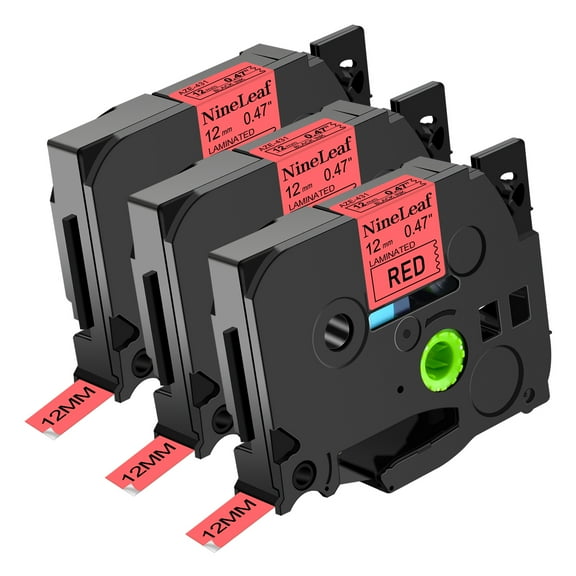 NineLeaf 3 Pack Compatible for Brother P-touch TZe-431 TZe431 TZ-431 TZ431 12mm Red Laminated Label Tape 0.47" x 26.2 ft (12mm x 8m)