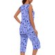 thumbnail image 3 of Conjunto de Verano para las Mujeres Impreso Casual sin Mangas Plisado Superior Y Pantalones Recortados, Cuello Redondo Conjunto de Dos Piezas, 3 of 8