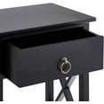 thumbnail image 6 of Small Night Stand with Storage Shelf and Drawer, Wood Nightstand for Bedrooms, Solid Wooden Night Table, Set of 2, Black, 6 of 10