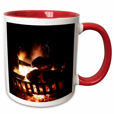 Photgraph Of A Very Hot Fire In An Outdoor Fireplace., 15oz Two-Tone Red Mug